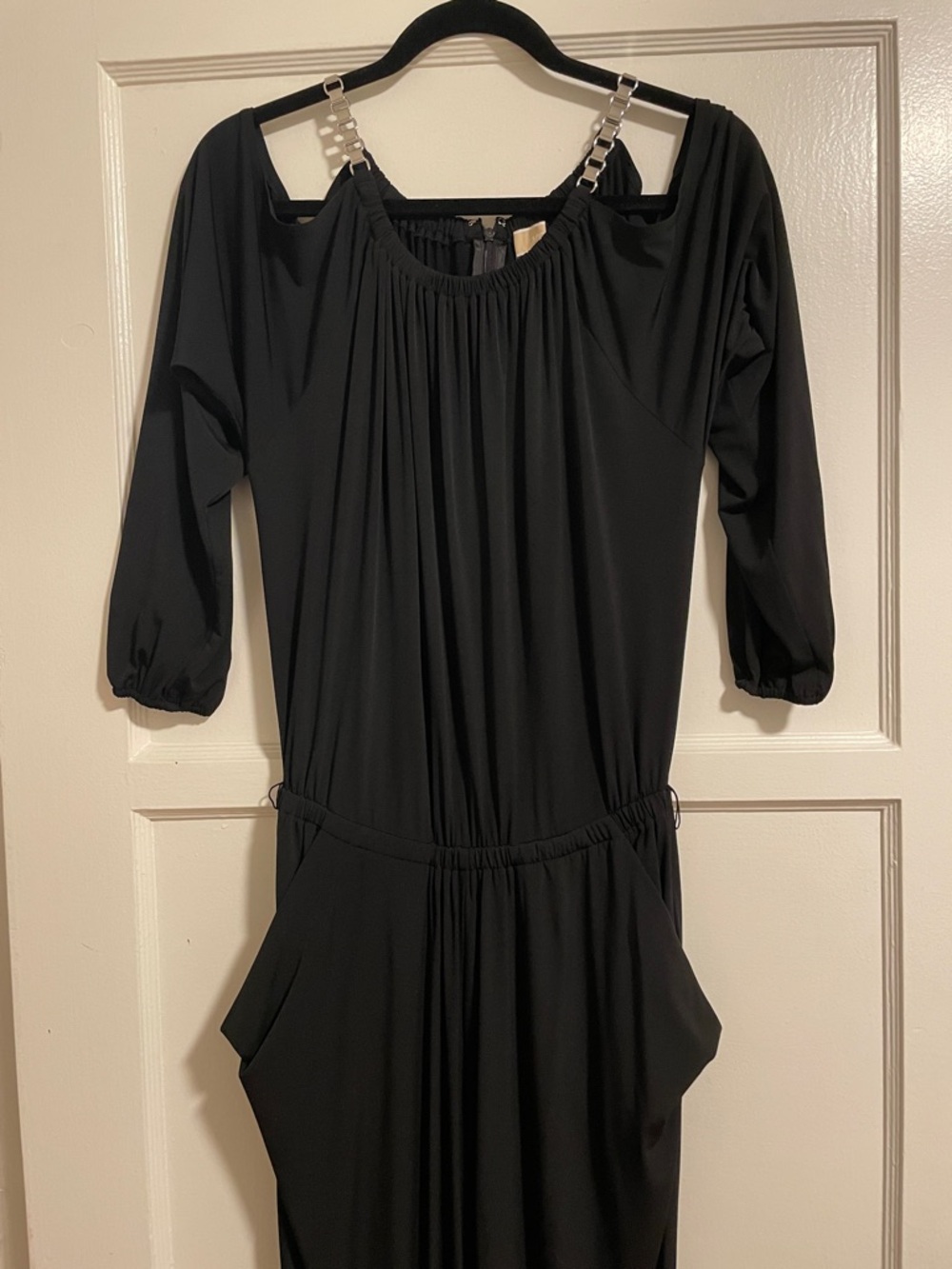 Black Off-Shoulder jumpsuit with Chain straps